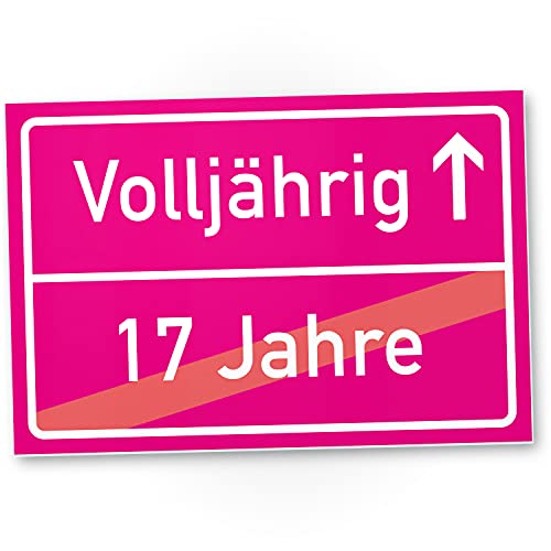 DankeDir! Volljährig (17 Jahre) Ortsschild rosa Geschenk 18. Geburtstag bester Freund Freundin Geschenkidee Geburtstagsgeschenk Volljährigkeit Kleines Geschenk 18er Geburtstagsparty von DankeDir!