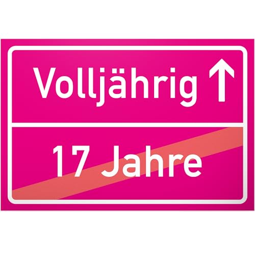 DankeDir! Volljährig (17 Jahre) Ortsschild rosa Geschenk 18. Geburtstag bester Freund Freundin Geschenkidee Geburtstagsgeschenk Volljährigkeit Kleines Geschenk 18er Geburtstagsparty von DankeDir!