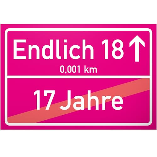 DankeDir! Volljährig (17 Jahre) Ortsschild rosa Geschenk 18. Geburtstag bester Freund Freundin Geschenkidee Geburtstagsgeschenk Volljährigkeit Kleines Geschenk 18er Geburtstagsparty von DankeDir!