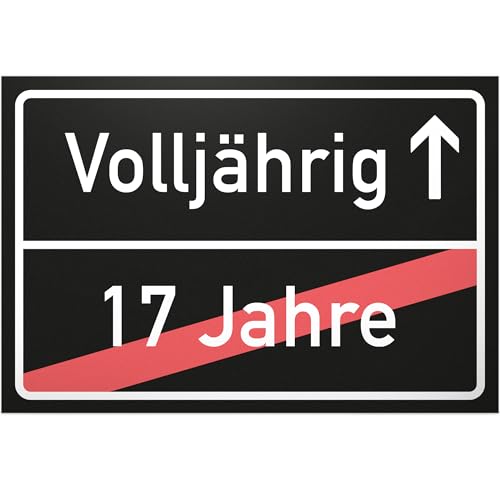 DankeDir! Volljährig (17 Jahre) Ortsschild schwarz Geschenk 18. Geburtstag bester Freund Freundin Geschenkidee Geburtstagsgeschenk Volljährigkeit Kleines Geschenk 18er Geburtstagsparty von DankeDir!