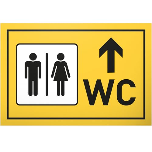 DankeDir! WC Schild Pfeil - 30 x 20 cm Schild Kunststoff - Klo Schild zum aufhängen Toilette Toilettenschild Kloschild lustig - witzig Gäste WC Deko Wand Türschild Gästetoilette Herren von DankeDir!