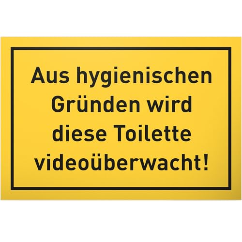 DankeDir! WC Videoüberwacht - Schild 30 x 20 cm - Klo Schild Kloschild Toilettenschild zum aufhängen lustig -Toilette witzig Deko Gästetoilette Türschild Gäste WC - Videoüberwachung von DankeDir!