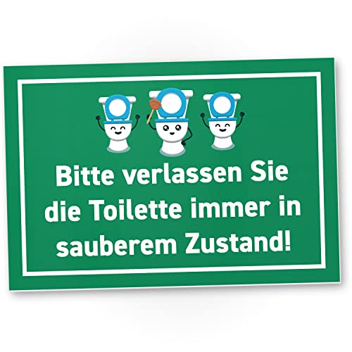 DankeDir! WC sauber verlassen - Schild 30 x 20 cm - Kloschild Klo Schild WC Schild zum aufhängen lustig Toilettenschild Toilette - Wand Türschild Gästetoilette Herren Gäste WC Deko von DankeDir!