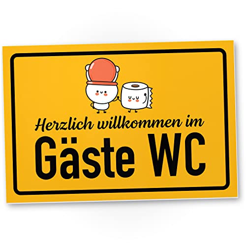 DankeDir! Willkommen Gäste WC - 30 x 20 cm Schild - Herren witzig Deko Gästetoilette Wand Türschild - Toilettenschild Kloschild WC Schild zum aufhängen Klo Schild lustig Toilette von DankeDir!