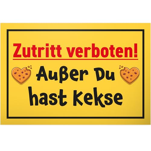 DankeDir! Zutritt verboten Kekse - Schild 30 x 20 cm - Geschenk Deko Kollegen Freunde Partydeko Geschenkidee Party - Geburtstagsgeschenk Spruchschild lustiger Spruch Türschild Wanddeko von DankeDir!