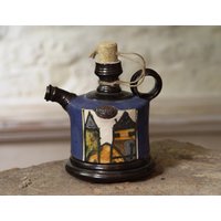 Blaue Keramik Flasche - Handgemachter Keramikkrug Danko Küchendekoration, Einzigartiges Geschenk Blauer Und Weißer Tonkrug Bunte von DankoHandmade