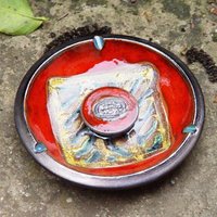 Handbemalte Rote Keramik Aschenbecher - Dekorative Rauchen Tablett Bunte Wohnkultur Versandfertig Tolles Geschenk Für Jeden Anlass von DankoHandmade