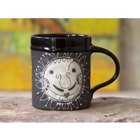 Handgemachte Schwarze Sun Steingut Tasse | Keramik Kaffee Oder Tee 15 Unzen Keramiktasse Einzigartiges Geschenk Für Zuhause & Wohnen von DankoHandmade