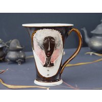 Handgemachte Steinzeug Tasse - Engel Kaffeetasse Einzigartige Keramik Teetasse Fantasy Art Medaillon 13 Oz. Funktionale Dankohandmade von DankoHandmade