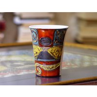 Handgemachter Keramik Becher - Abstraktes Design Matte Textur Glänzende Innenseite 10 Unzen von DankoHandmade