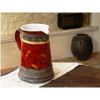 Weihnachtsgeschenk - Keramik Wasserkrug Handgemachter Keramikkrug Einzigartiger Rotrad Geworfener Ewer Tongefäß Tonküche Keramikkunst von DankoHandmade
