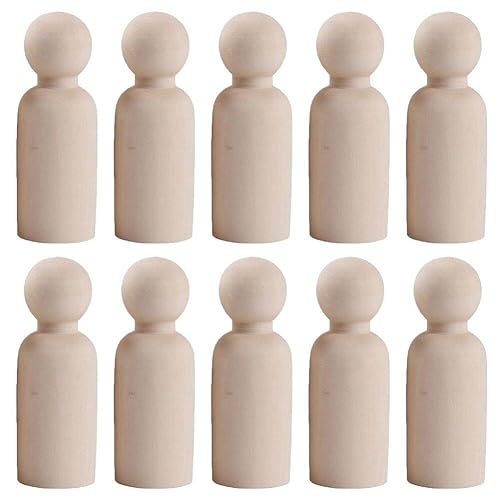 10pcs Unvollendete Hölzerne Peg -Puppen 65 Mm Natürliches Holz Winzige Puppenkörper Figuren Für Das Malerei Kritzelenkunstwerkskunstprojekte von Danlai