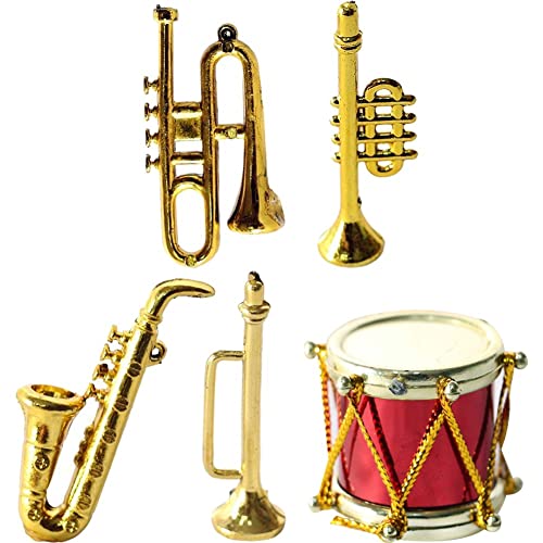 5pcs Modell Mini Instrument Saxophon Miniatur Trompete Musical Schmücken Instrumente Layout Klassische Ornament Flöte von Danlai