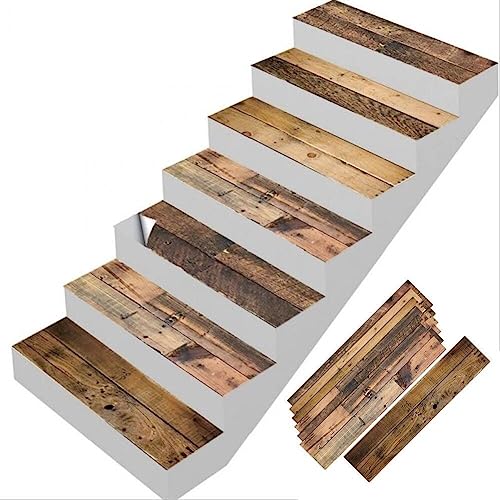 7pcs Holz Textur Treppe Aufkleber Selbstklebender Pvc-bodenaufkleber Diy Wasserdichte Treppe Tapete Für Wohnkultur von Danlai