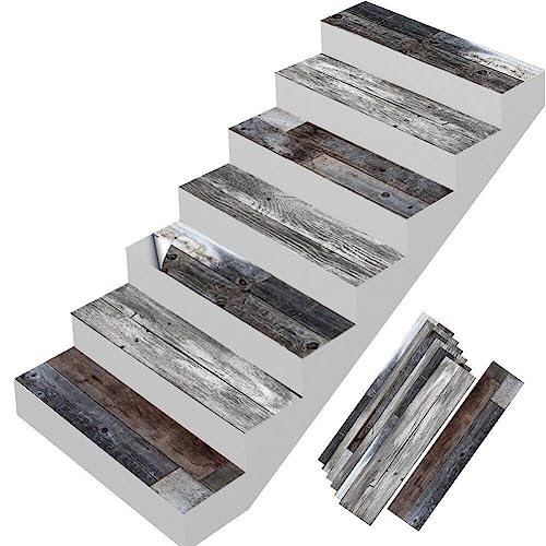 7pcs Holz Textur Treppe Aufkleber Selbstklebender Pvc-bodenaufkleber Diy Wasserdichte Treppe Tapete Für Wohnkultur von Danlai