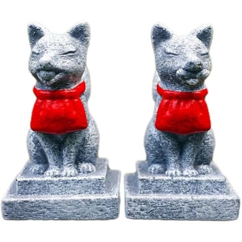 Danlai 2 Stücke Inari-schrein Heilige Füchse Statue Miniatur Harz Japanische Statue Fee Garten Figuren Schrein Figur Modelle von Danlai