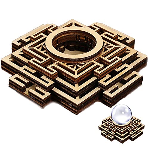 Danlai Holzkristallkugelhalter Kristall Stein Muster Schnitzständer Kristallkugel Basis Meditation Dekoration Desktop Orament von Danlai