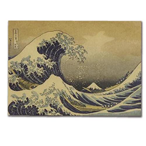 Die Große Welle Von Kanagawa Von Katsushika Hokusai Poster Umweltfreundlich Print Vintage Kraftpapier Wandkunst Dekor von Danlai