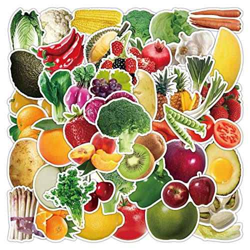 Obst Gemüse Aufkleber 50pcs Cartoon Frucht Vinylabziehbilder Pvc Wasserdichte Lernaufkleber Für Jungen Mädchen von Danlai