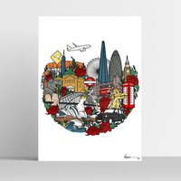 Australien Und England Karte Illustration Kunstdruck, Aussie Englisch Poster, Kunst, Reise Illustration, Souvenir Druck von DanniSimpsonArt