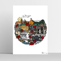 Kanada Und Australien Karte Illustration Kunstdruck, Poster, Kunst, Reise Illustration, Souvenir Druck von DanniSimpsonArt
