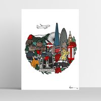 Kanada Und England Karte Illustration Kunstdruck, Poster, Kunst, Reise Illustration, Souvenir Druck von DanniSimpsonArt