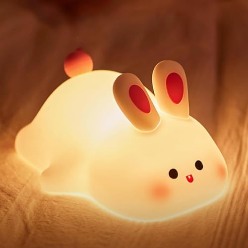 Danolt Bunny Nachtlicht Kinder, Bunny Lampe Silikon Nachtlicht Dimmbar, Nachtlichter Schlummerleuchten von Danolt