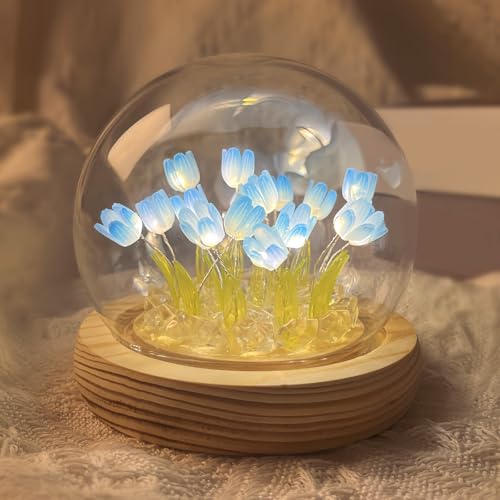 Danolt Forever Tulips Light Romantische blaue Tulpenlampe Blumenlampe für Mädchen und Frauen, niedliche Raumdekoration von Danolt