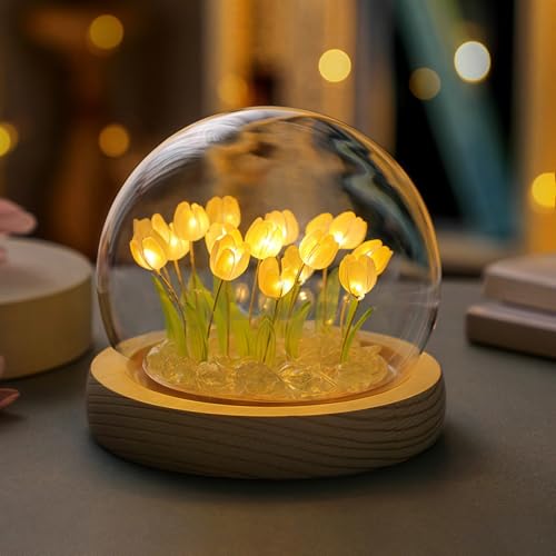 Danolt Gelb Tulpen Nachtlicht, Tulpe Lampe Blumenlampe für Mädchen und Frauen von Danolt