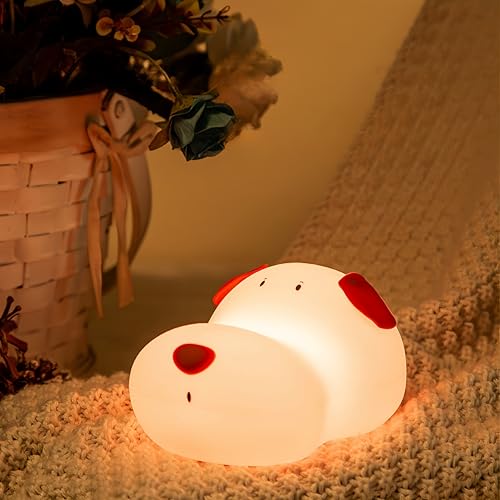 Danolt Nachtlicht Kinder, Silikon Nachtlicht Dimmbar mit Timer, Nachtlichter Schlummerleuchten für Kinder (Hund B) von Danolt