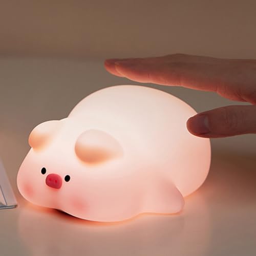 Danolt Schwein Nachtlicht Kinder, Silikon Nachtlicht Dimmbar, Nachtlichter Stilllicht von Danolt