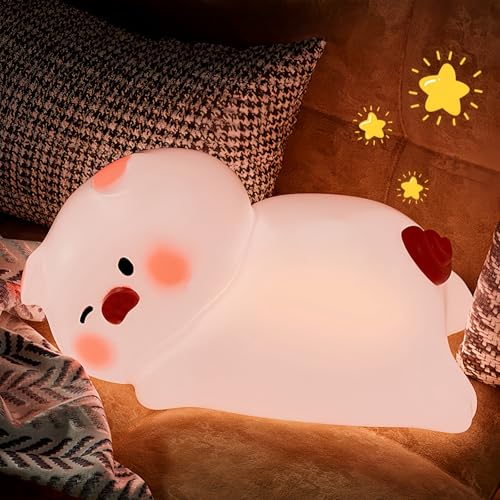 Danolt Schwein Nachtlicht Kinder, Silikon Nachtlicht Dimmbar, Nachtlichter Stilllicht von Danolt