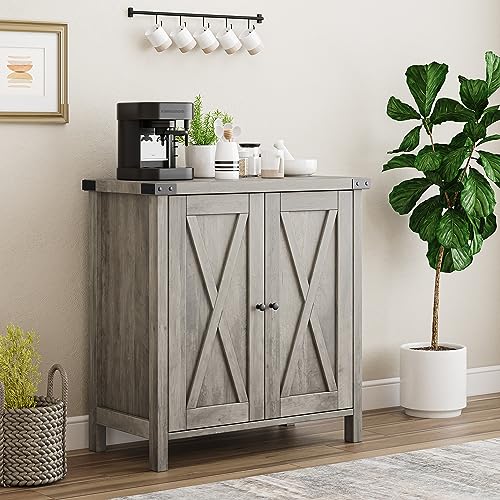 Danonlly Sideboard Buffet Beistellschrank Küchenschrank Aufbewahrungsschrank Akzentschrank Eingangsbereich aus MDF mit 2 Türen, Verstellbaren Ablagen für Küchen Wohnzimmer Esszimmer (Grau) von Danonlly