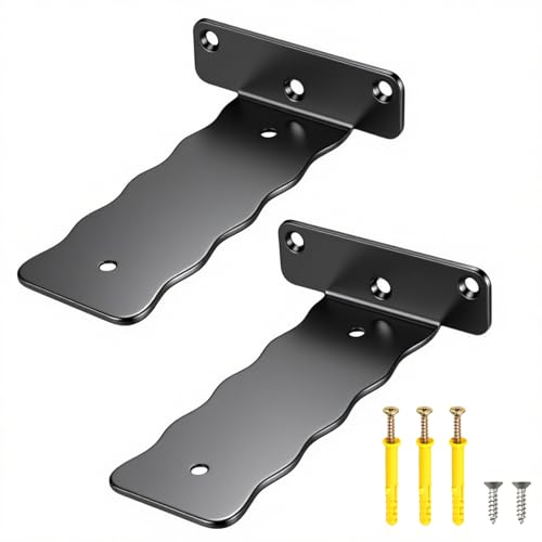 Schwerlastwinkel, Regalhalterung Schwarz, Regalwinkel Metall, Regalhalter für Wandschränke Im Wohnzimmer, Badezimmerschränke, TV-Schränke und Küchenregale, 2 Stück Wave Black von Danowday