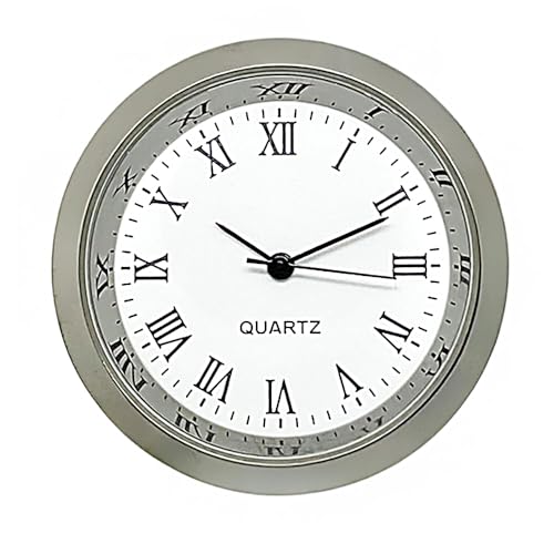Neue Mini Runde Metall Quarz Lünette Uhr Uhr Bewegung Einsatz Chrom Silber Schwarz Römische Ziffern Batterie Funktioniert (23mm Einsatz Für Ein 21,75mm Loch) von Dans Clock Shop