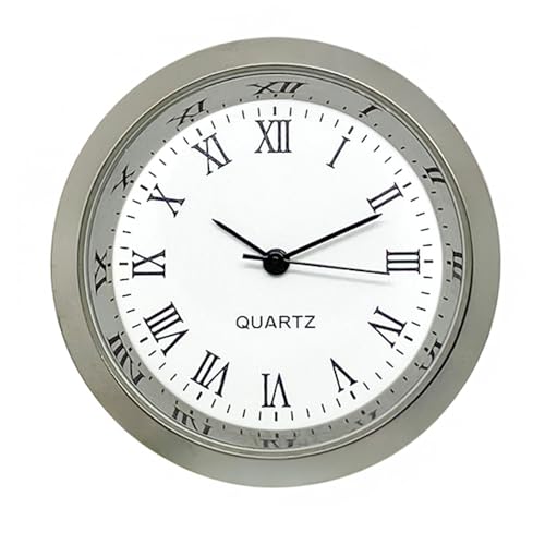 Neue Mini Runde Metall Quarz Lünette Uhr Uhr Bewegung Einsatz Chrom Silber Schwarz Römische Ziffern Batterie Funktioniert (27mm Einsatz Für Ein 24,5mm Loch) von Dans Clock Shop