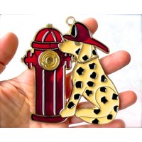 Vintage 1980Er Jahre - Retro-Feuerwehrhund-Ornament Aus Metall Und Harz Kunstglas Sonnenfänger Geschenk Sku 15-E2-00033296 von DansandAdiHomeDecor