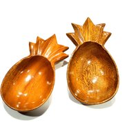 Vintage 2 Ananas Servier Holzschalen - Mid Century Schalen Made in The Philippinen Monkey Pod Holz Sku 26-D-00007297 von DansandAdiHomeDecor