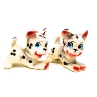 Vintage 2 Keramik Welpen Figuren - Dalmatiner Hunde Handgefertigt Handbemalt Geschenkidee Sku 23-C-00010307 von DansandAdiHomeDecor