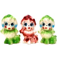 Vintage 3 Keramik Hunde Figuren - Handgefertigt Handbemalt Geschenkidee Sku 23-C-00010299 von DansandAdiHomeDecor