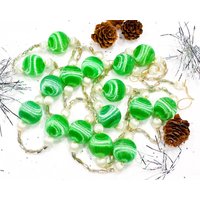 Vintage 166 cm Satin Ball Girlande Silberne Quecksilber Perlen von DansandAdiHomeDecor