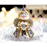 Vintage Engel-Glasornament - Singender Engel Feiertag, Weihnachten, Weihnachten Merkur-Ornament Sku 30-405-00033457 von DansandAdiHomeDecor