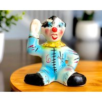 Vintage Keramik Clown Figur - Handarbeit Handbemalt Geschenkidee Sku 24-D-00010513 von DansandAdiHomeDecor
