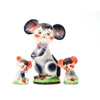 Vintage Keramik Mäuse Familie - Kettenmäuse Set Handarbeit Handbemalt Geschenkidee Sku 23-D-00013295 von DansandAdiHomeDecor