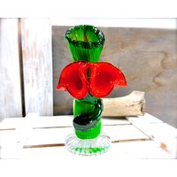 Vintage Lampwork Glass Rose Vase - Glasblume Handgemacht Sku 23-D-00033866 von DansandAdiHomeDecor