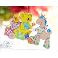 Vintage Ornamente Bär Und Giraffe Aus Holz - Babys Erstes Weihnachten Urlaub, Sku 30-410-000032934 von DansandAdiHomeDecor