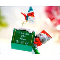 Vintage Purr Fect New Home Kunststoff Ornament - Vogel Katze Weihnachtsbaum Urlaub, Weihnachten, Xmas Sku 30-410-00033155 von DansandAdiHomeDecor