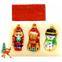 Vintage Set Von 3 Avon Exclusive Glasanhänger in Box - Figuraler Weihnachtsschmuck Merkurornamente Sku 28-B-00016575 von DansandAdiHomeDecor