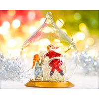 Vintage Spunglas-Weihnachtsmann Mit Mädchen in Klarer Glaskugel - Gesponnenes Glas Glasornamente Klare Sku 30-401-00033635 von DansandAdiHomeDecor