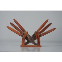Vintage Dessertmesser Frühstücksmesser Teakholz Aus Den 60Er Jahren von DanskandMore